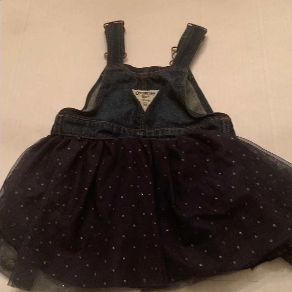 OshKosh B'gosh Denim Dress w/suspenders & netted lined skirt 24 months Girls